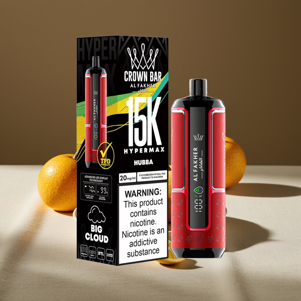 Al Fakher Crown Bar 15K Hypermax Disposable Vape Kit 22ml 600mAh Type-C Hubba