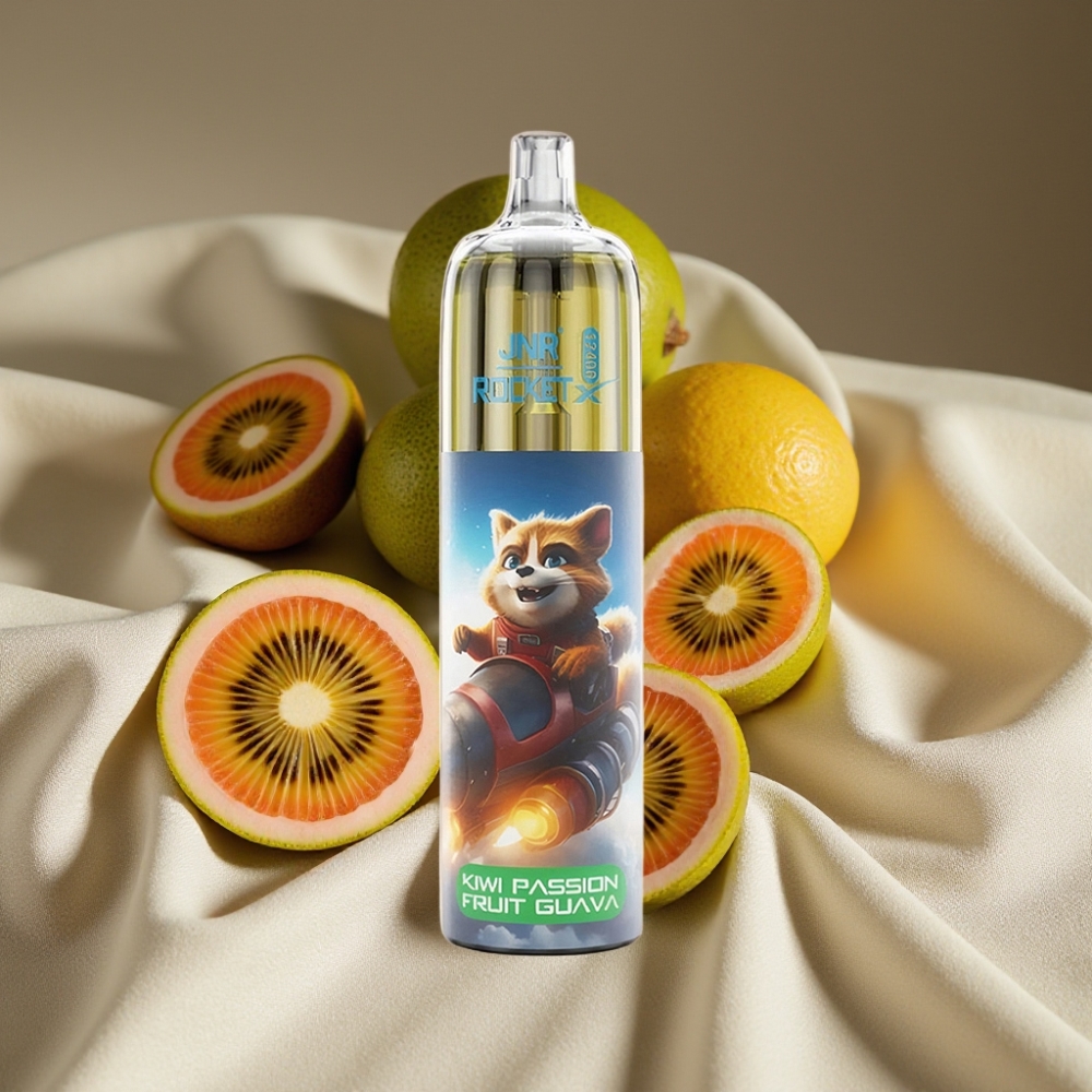 JNR Rocket-X 12400 Puffs Kiwi Fruit de la Passion Goyave avec Airflow Réglable et Lumières RGB