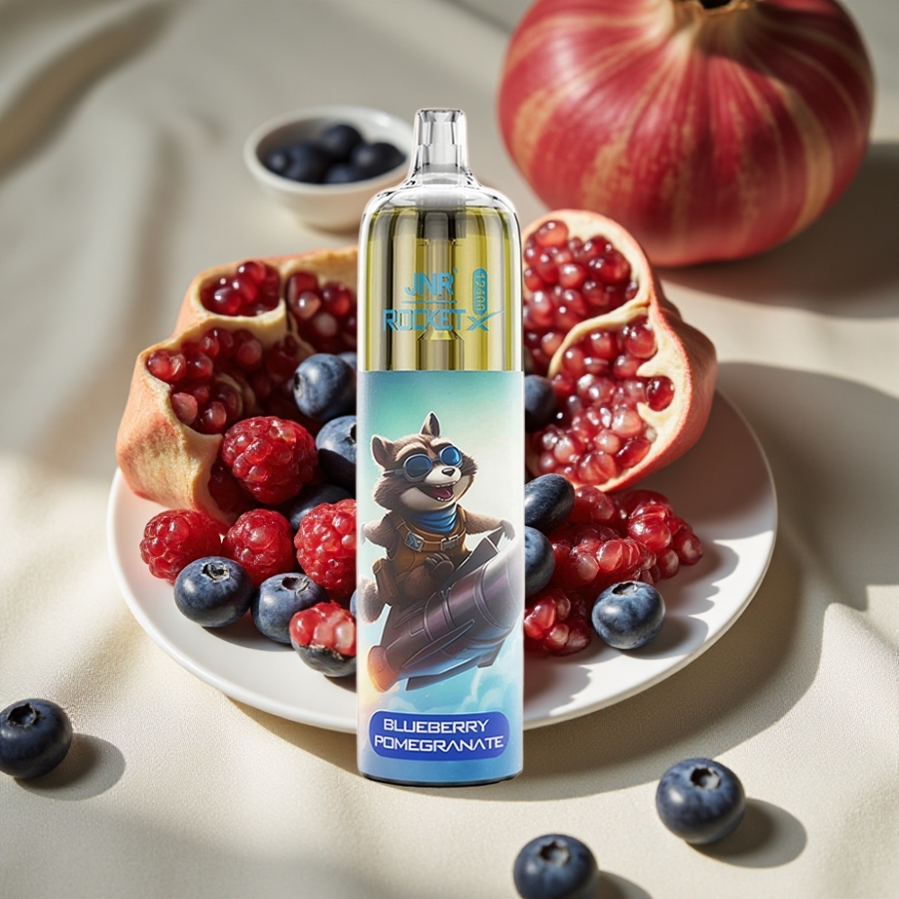 JNR Rocket-X 12400 Puffs Vape Disposable à Airflow Réglable avec Lumière RGB et Saveur Myrtille Grenade