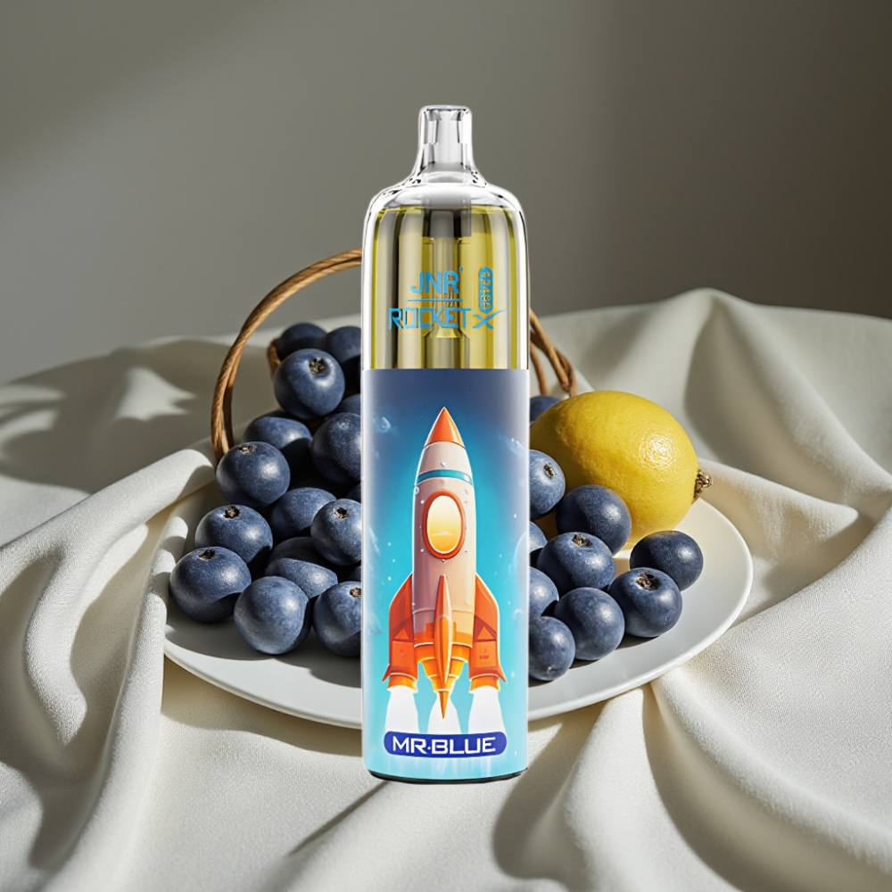 JNR Rocket-X 12400 Puffs Vape Jetable avec Airflow Réglable, Lumières RGB et 25ml de E-Liquide - Monsieur Bleu