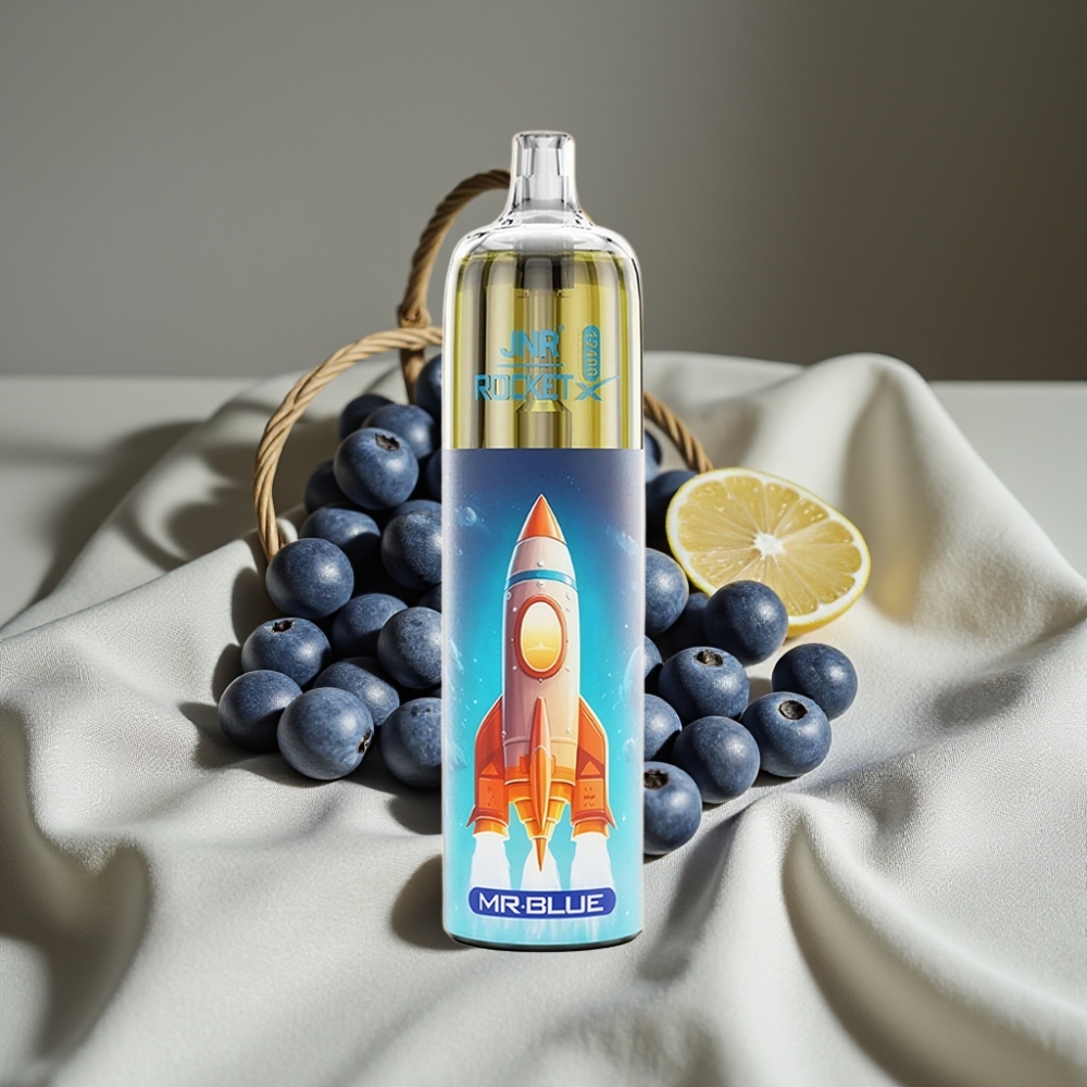 JNR Rocket-X 12400 Puffs Vape Jetable avec Airflow Réglable, Lumières RGB et Batterie 850mAh - Bleu Monsieur