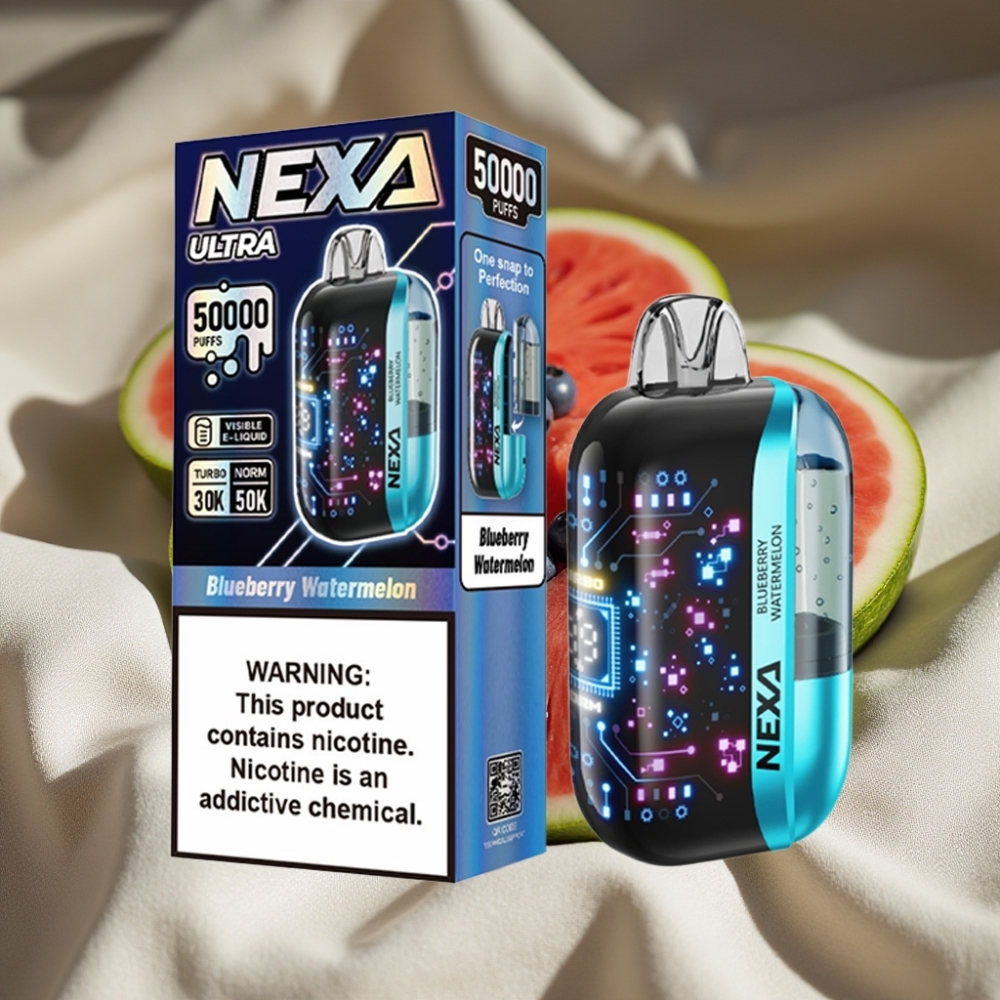 NEXA Ultra 50000 Puffs 20ml 5% Nicotine Myrtille Pastèque Ecran Courbé 3D