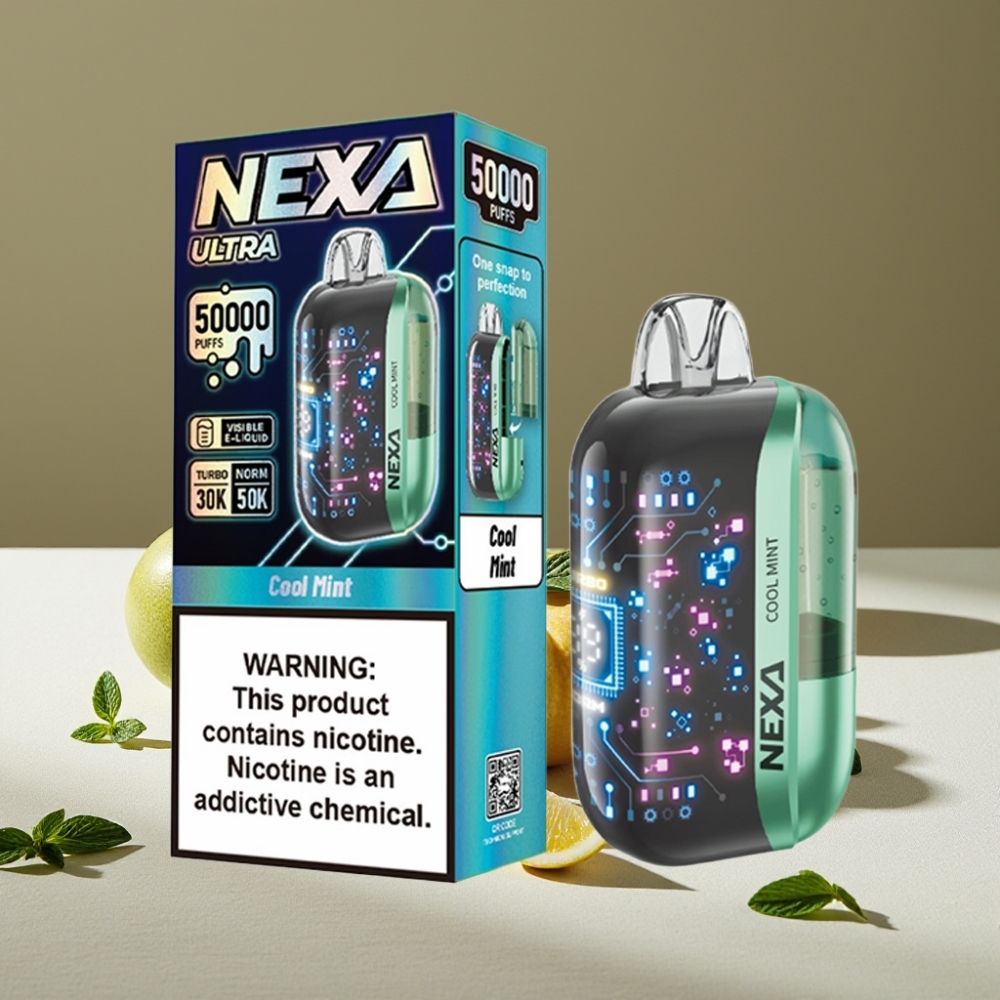 NEXA Ultra 50000 Puffs Disposable Vape Menthe Glacée 20ml 5% Nicotine Type-C