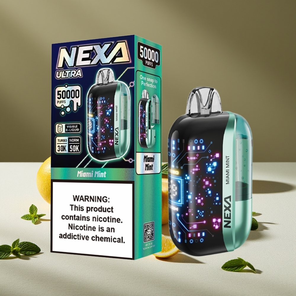 NEXA Ultra 50000 Puffs Vape Jetable 20ml 5% Nicotine Miami Menthe