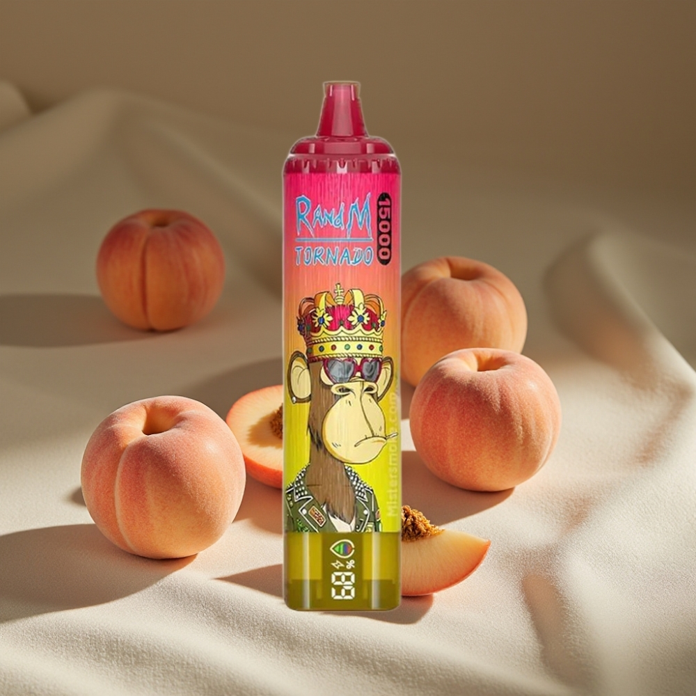 Fumot RandM Tornado 15000 Puffs - 25ml Pêche Glacée - Mesh Coil 0.9 Ohm - USB-C