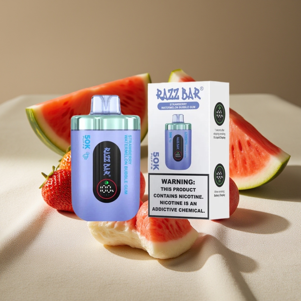 Razz Bar 50K Puffs Disposable Vape Fraise Pastèque Bubble Gum 1.0 Ohm 650mAh